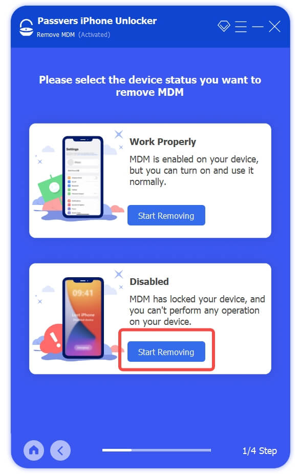 Passvers iPhone Unlocker új MDM bypass funkciója: Biztonságos? 5 Eszközállapot-beállítások az MDM eltávolításához