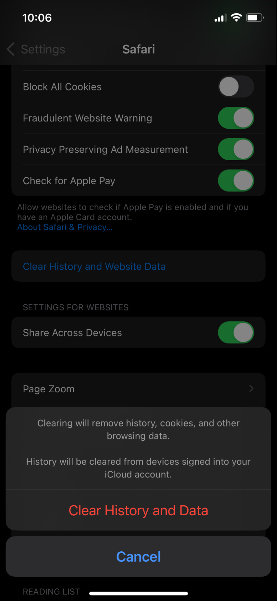 Hogyan lehet megszabadulni az adware-től az iPhone-on? (2024-es útmutató) 8 Safari-history-removal-confirmation