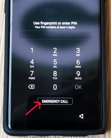 7 módszer az Android telefon feloldására adatvesztés nélkül 6 Képernyőkép a segélyhívás lehetőségéről Android-telefonon