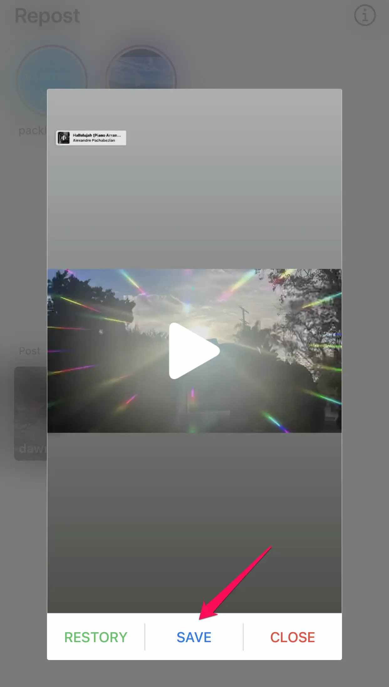 Hogyan töltsünk le Instagram-tekercseket iPhone-ra, Androidra és Desktop 3-ra az azonnali mentés alkalmazásban bemutatott tekercs a mentés gombra mutató nyíllal