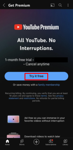 A YouTube lejátszása a háttérben (Android és iPhone) 2 Képernyőkép a YouTube Premium 1 hónapos ingyenes próbaverziójáról