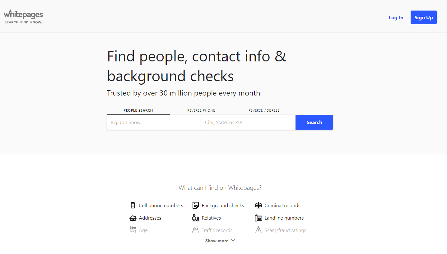 Hogyan lehet eltávolítani magát a Whitepages-ről? (6 gyors lépés) 1 Ugrás a Whitepages oldalra