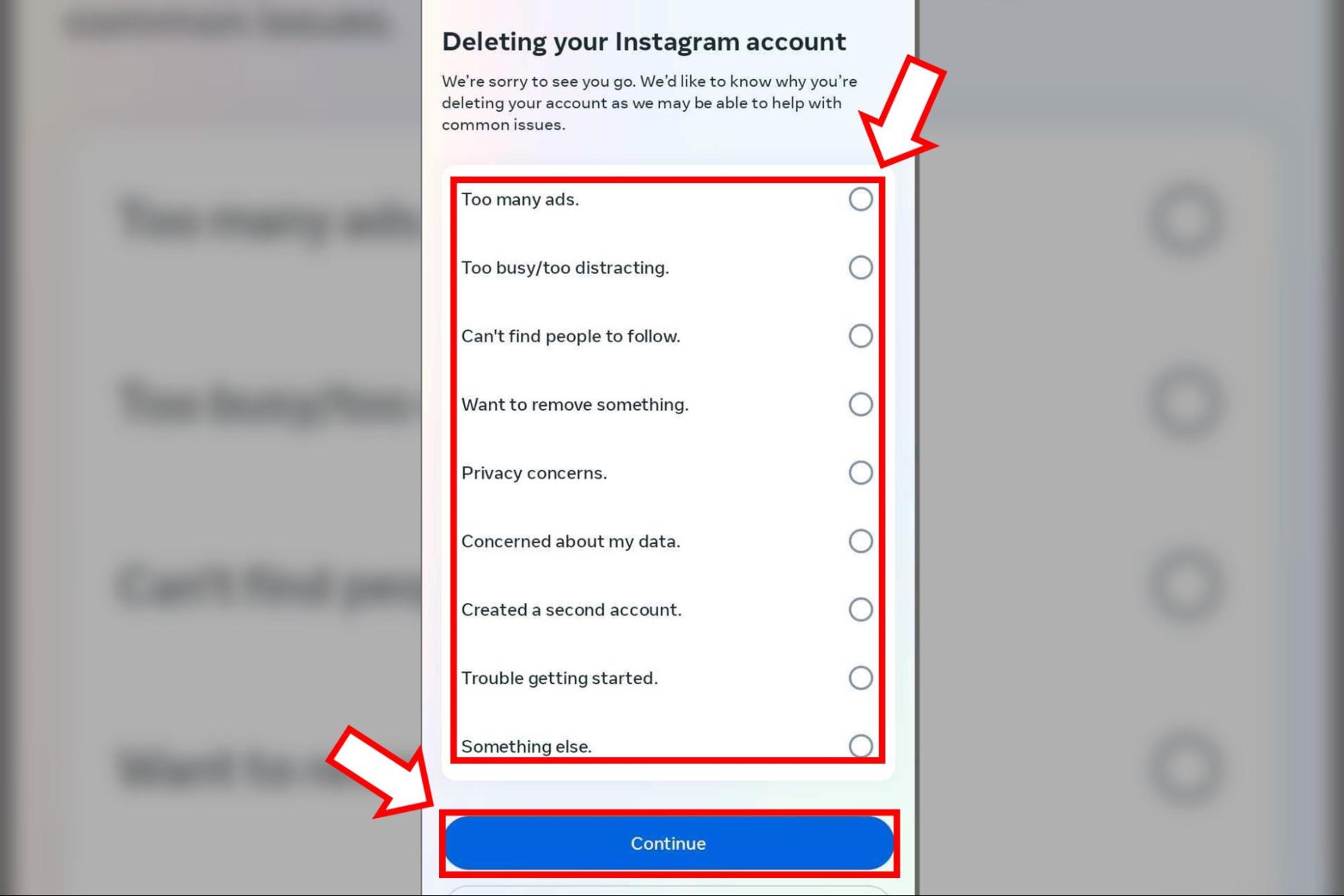 Az Instagram deaktiválása 2024-ben (Minden, amit tudnod kell) 2 Visszajelzési lehetőségek Instagram