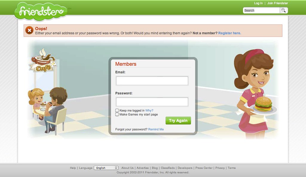 Közösségi hálózatok története 3 Friendster honlapja