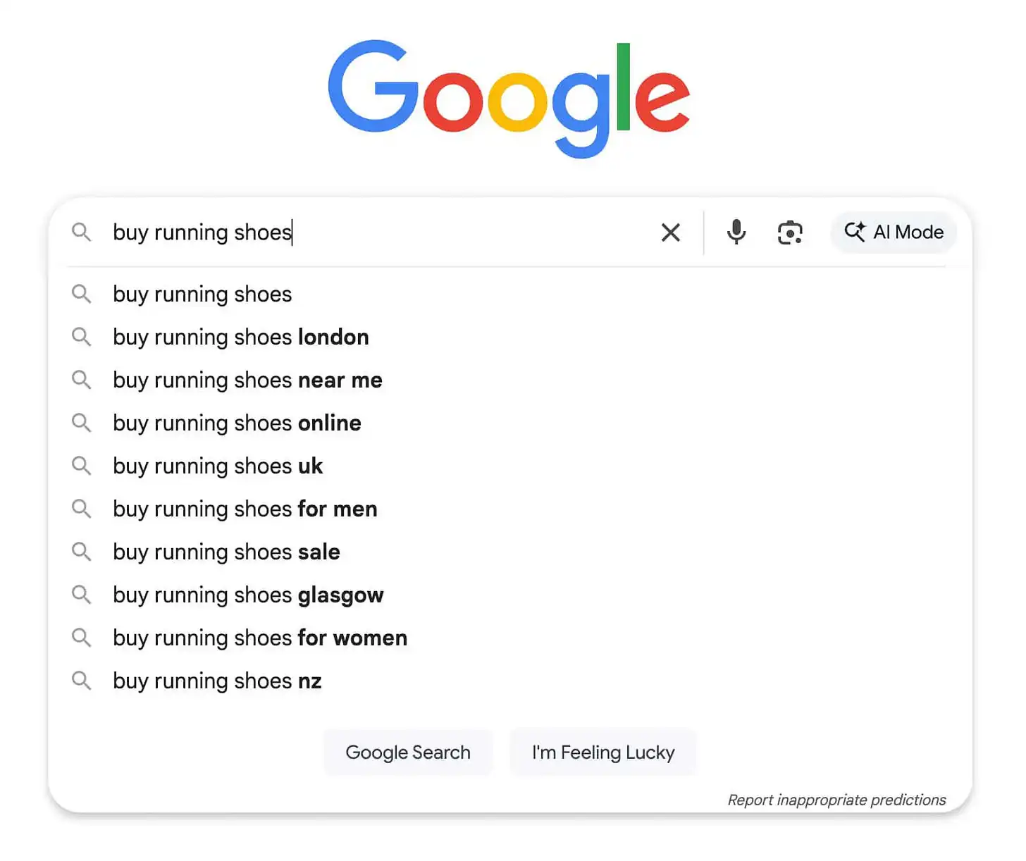 A Google keresőfelület makettje 